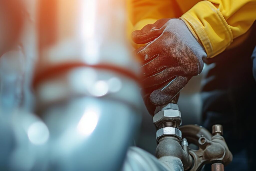 Plumber installing a water supply system