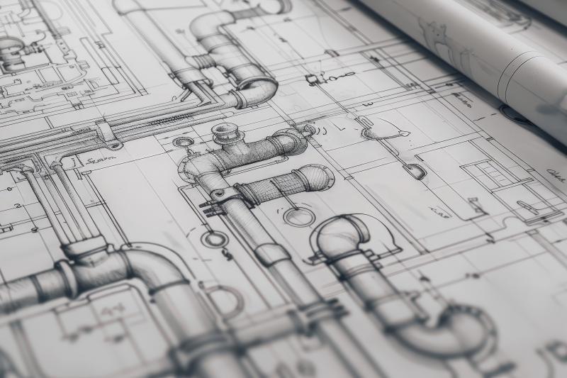 plumbing architect drawing design blueprint