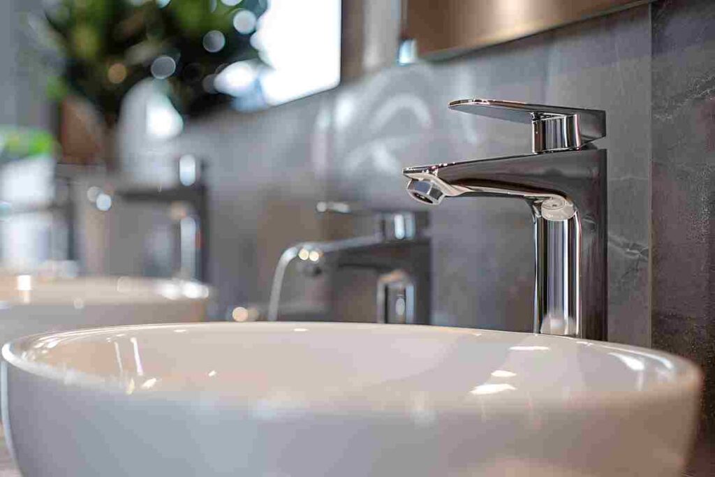 different plumbing fixtures for use in the bathroom and toilet room, in the kitchen on the table