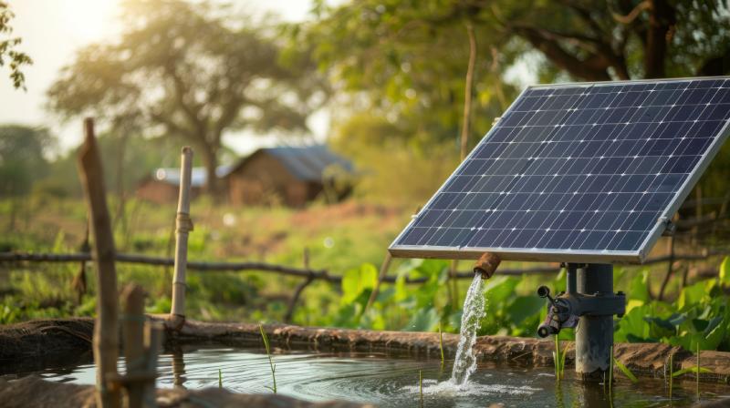 Close Up Of A Solar Powered Well Pump