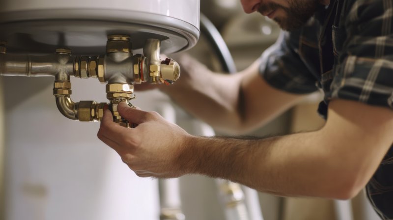 Man Installing A New Water Heater