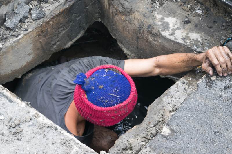 Sewer Line Being Cleaned