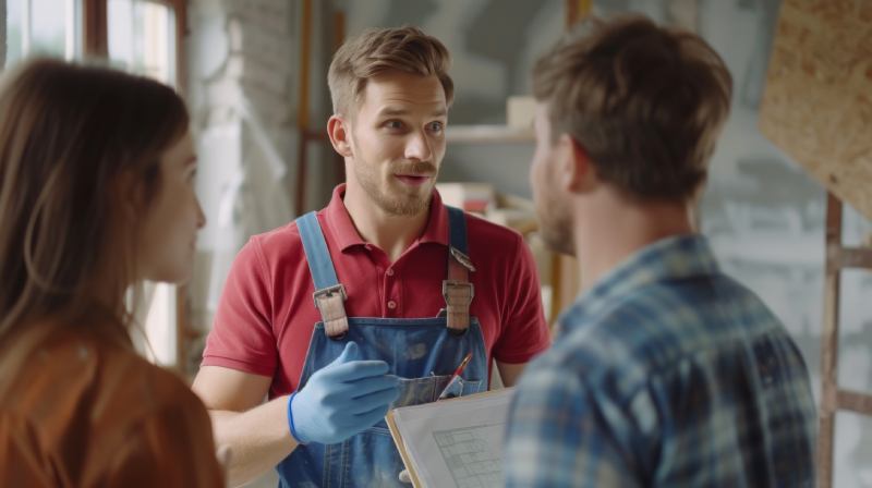 Water Treatment Specialist Talking To Homeowners