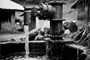 old well pump in a village