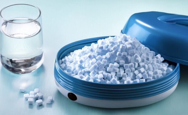 water softener filled with salt tablets