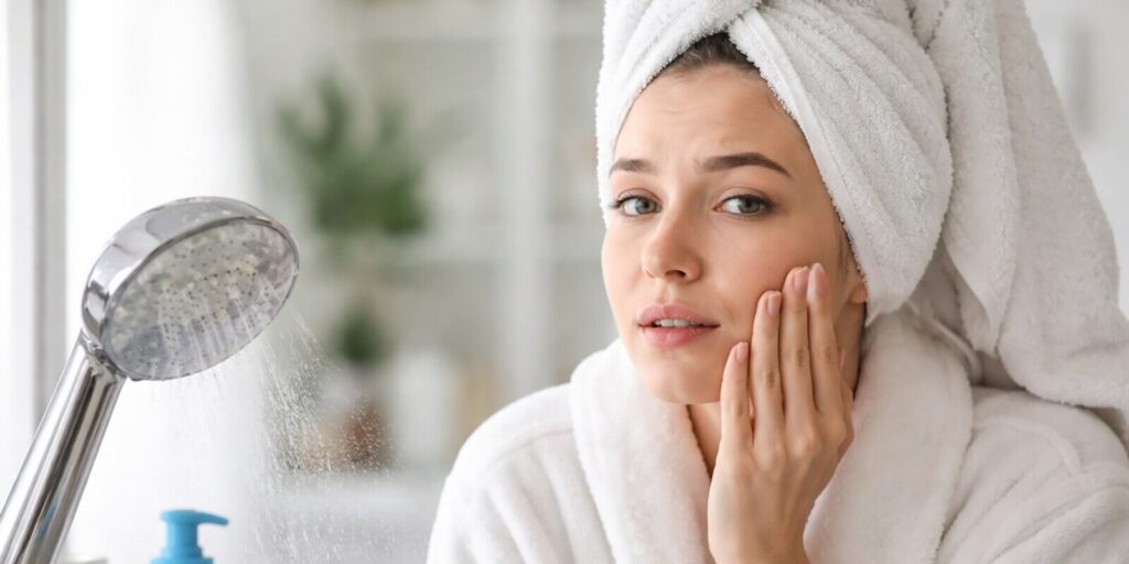 women with dry skin after shower