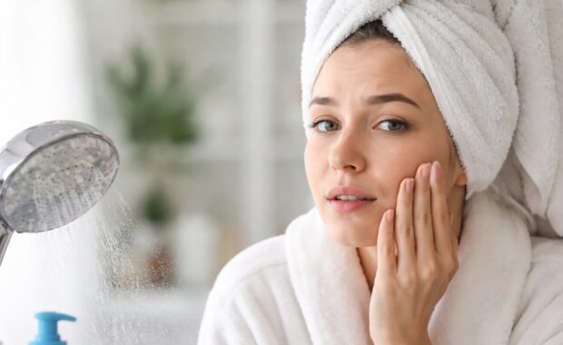 women with dry skin after shower