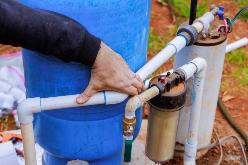 Water is being connected to water supply well system pump a house