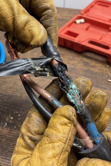 submersible well pump with faulty wiring exposed by plumbing experts