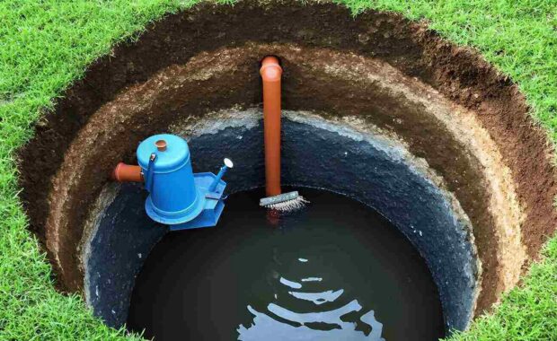 water pump action in a well outdoor environment photo of submersible pump setup