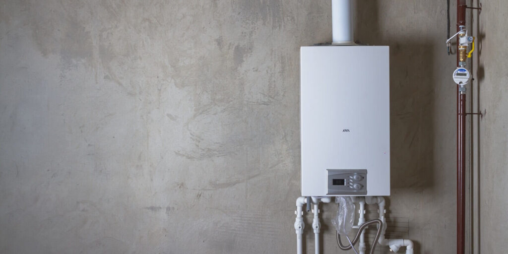 double-circuit gas boiler in a new house for winter heating and water heating