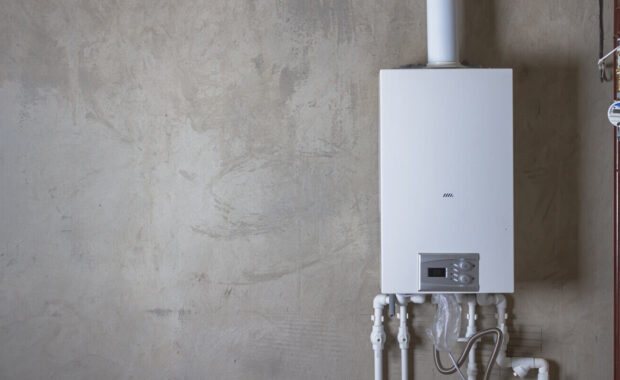 double-circuit gas boiler in a new house for winter heating and water heating