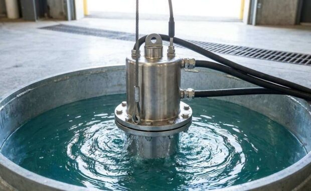 robust steel submersible well pump operating in a clear water well for reliable deep water extraction
